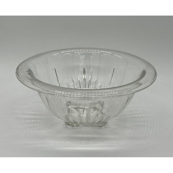 Vintage Hazel Atlas Aurora Clear Ribbed Glass Bowl Square Base Rolled Rim 8 1/2” - Picture 3 of 5